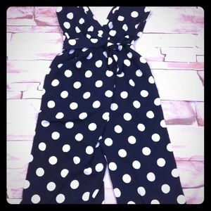 Cropped Wide Leg Polka Dot Jumpsuit